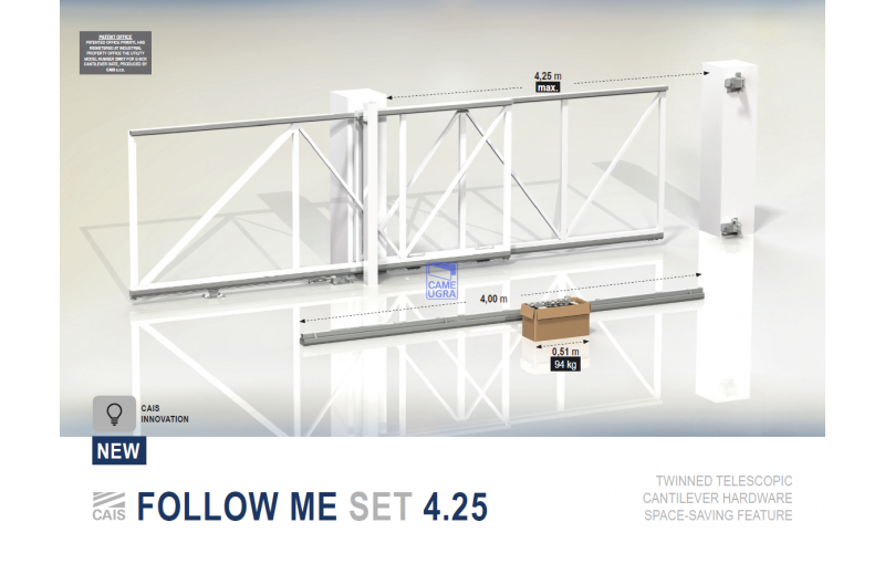 Комплект для телескопических откатных ворот (2 секции) с шириной проезда до 4,25 метров